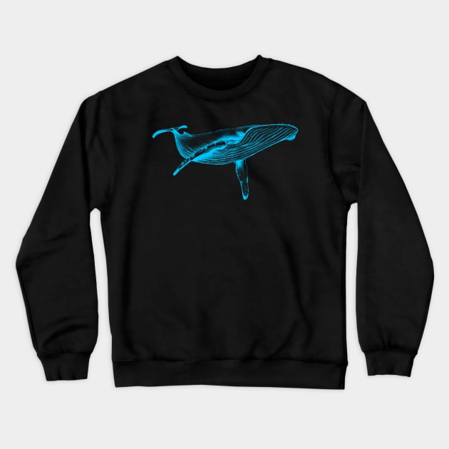 Blue Whale (Neon) Crewneck Sweatshirt by VectorInk